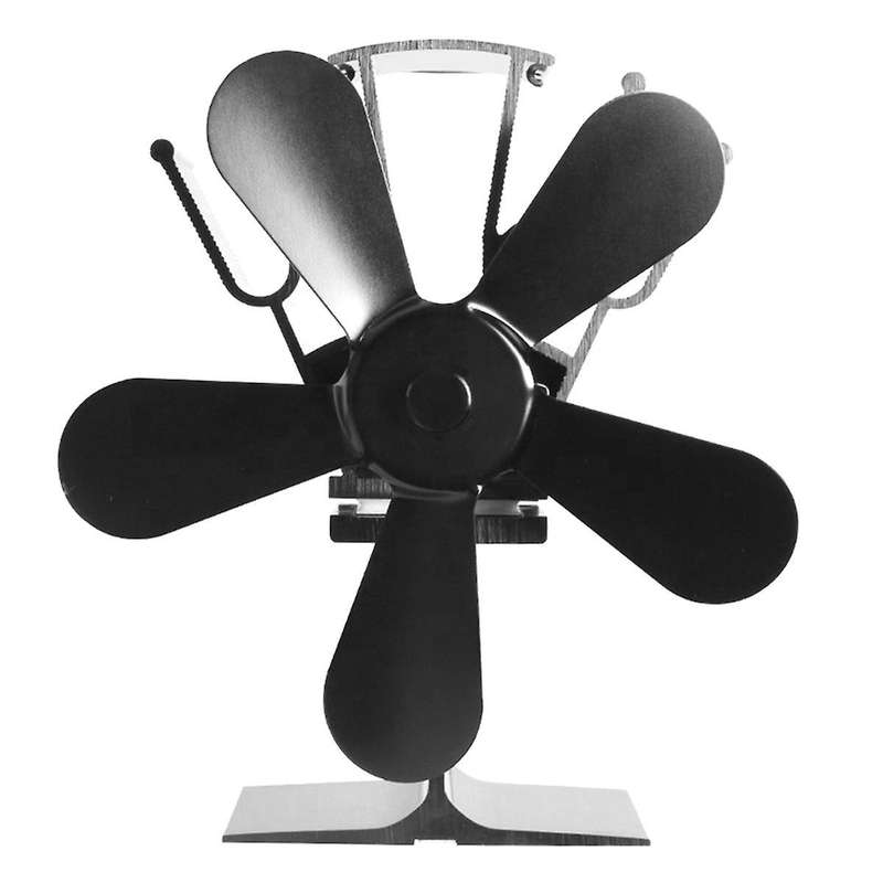 Wood Stove Fan, Fireplace Fan with Thermometer, 5-blade Heat Powered Stove Fan for Wood/log Burners/