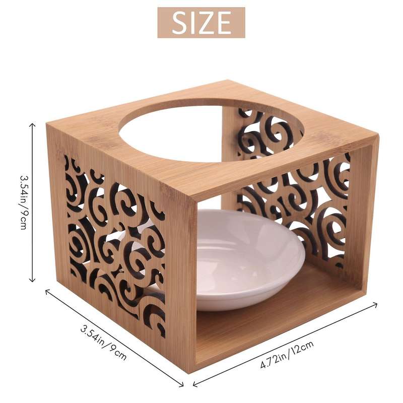 Wooden Bamboo Hollow Lamp Oil Furnace Candle Holder Elegant and Attractive Home Office Decoration