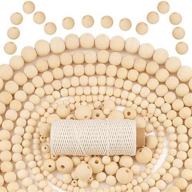 Wooden Beads for Crafts,wood Beads Garland Home Decor Macrame Kit Round Wood Beads Suitable Diy Jewe