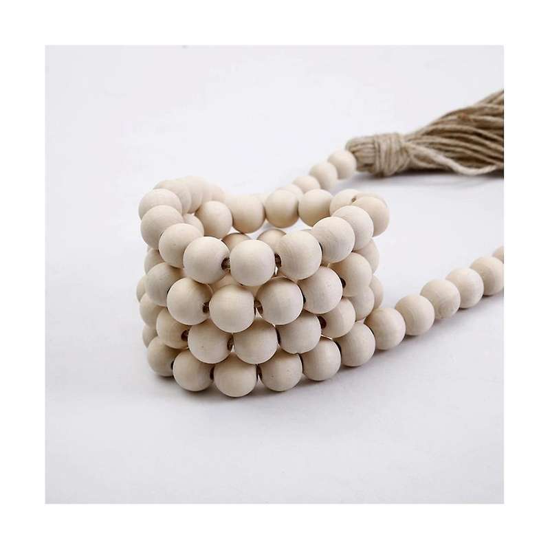 Wooden Beads Decor Set - Wood Chain Link Decoration, Rustic & Natural Wood Bead Garlands with Tasse