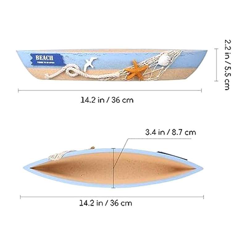 Wooden Boat Tray Display Sailboat Model Decor 2 Pack Blue Boat Model Decoration Nautical Beach Ocea