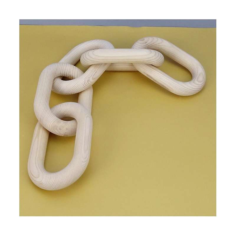 Wooden Chain Link Home Decor Hand 5-ring Art Craft Ornament for Table Tray Farmhouse Office Rustic