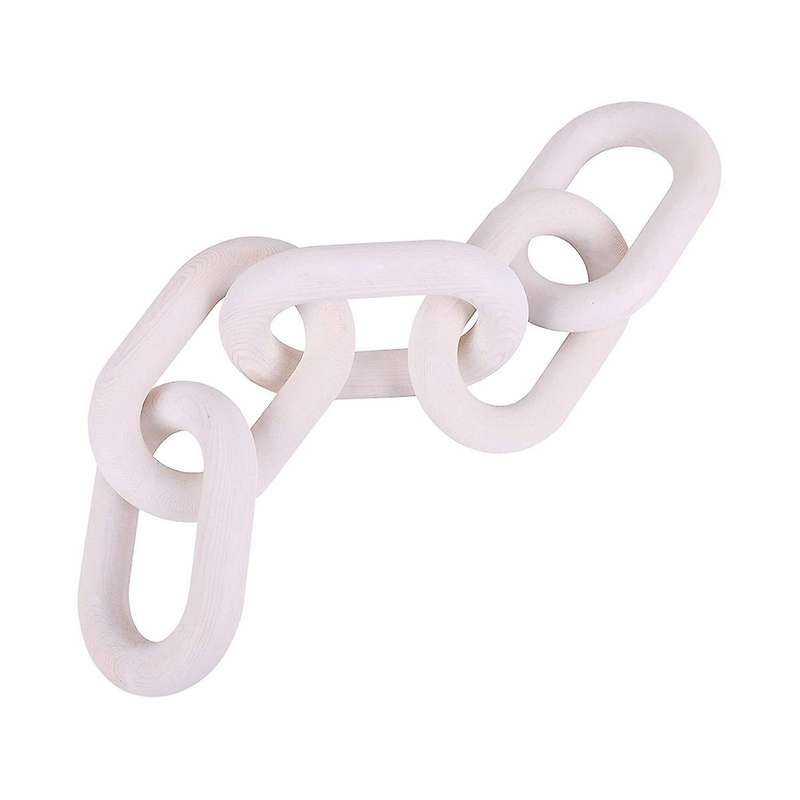 Wooden Chain Link Home Decor Hand 5-ring Art Craft Ornament for Table Tray Farmhouse Office Rustic