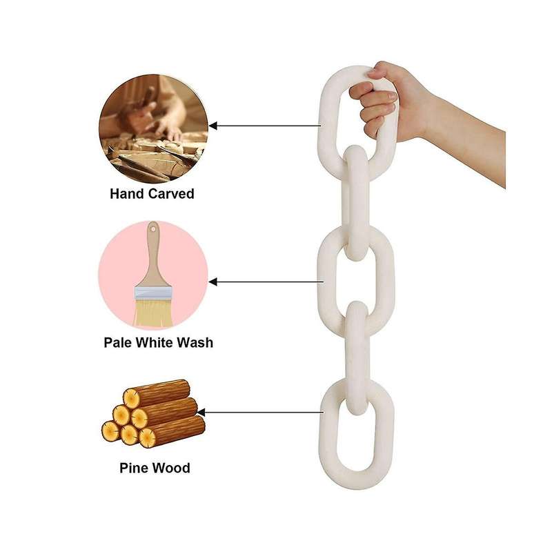 Wooden Chain Link Home Decor Hand 5-ring Art Craft Ornament for Table Tray Farmhouse Office Rustic