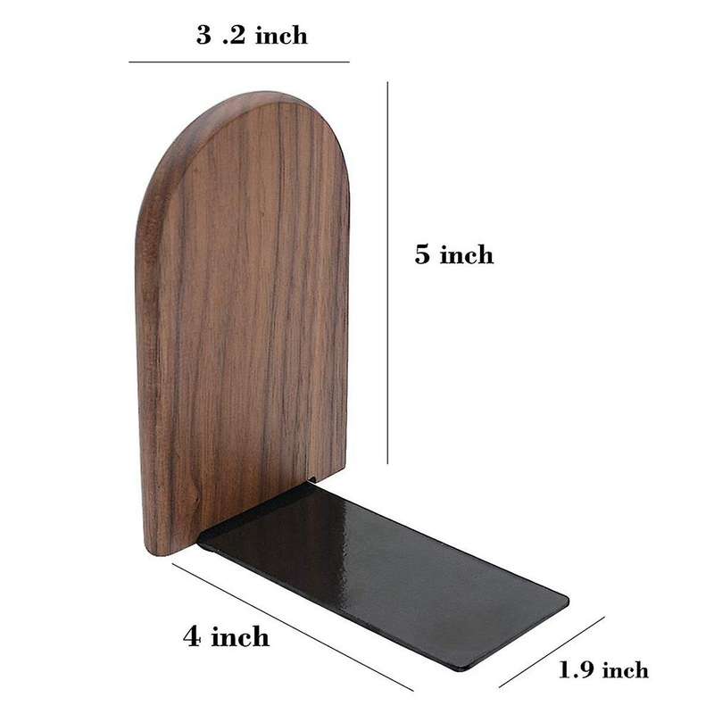 Wooden Bookends Heavy Duty Bookshelf Anti-Slip Bookends(2pcs)