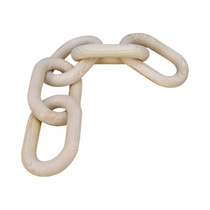 Wooden Chain Link Home Decor Hand 5-ring Art Craft Ornament Fortable Tray Farmhouse Office Rustic W