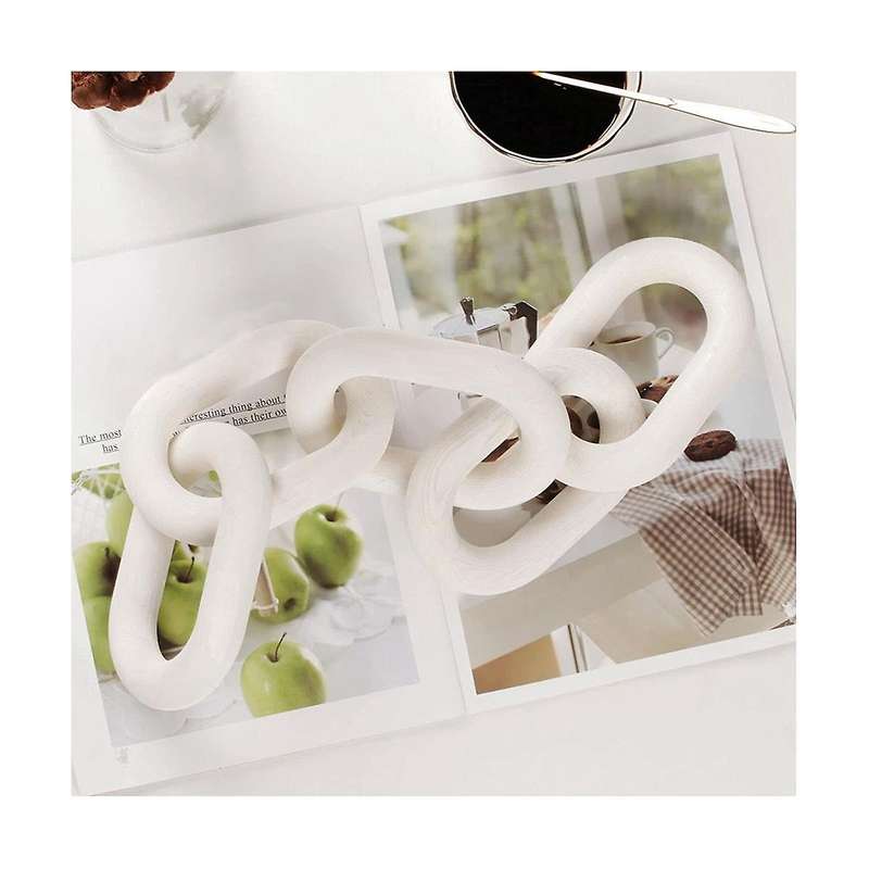 Wooden Chain Link Home Decor Hand 5-ring Art Craft Ornament Fortable Tray Farmhouse Office Rustic W