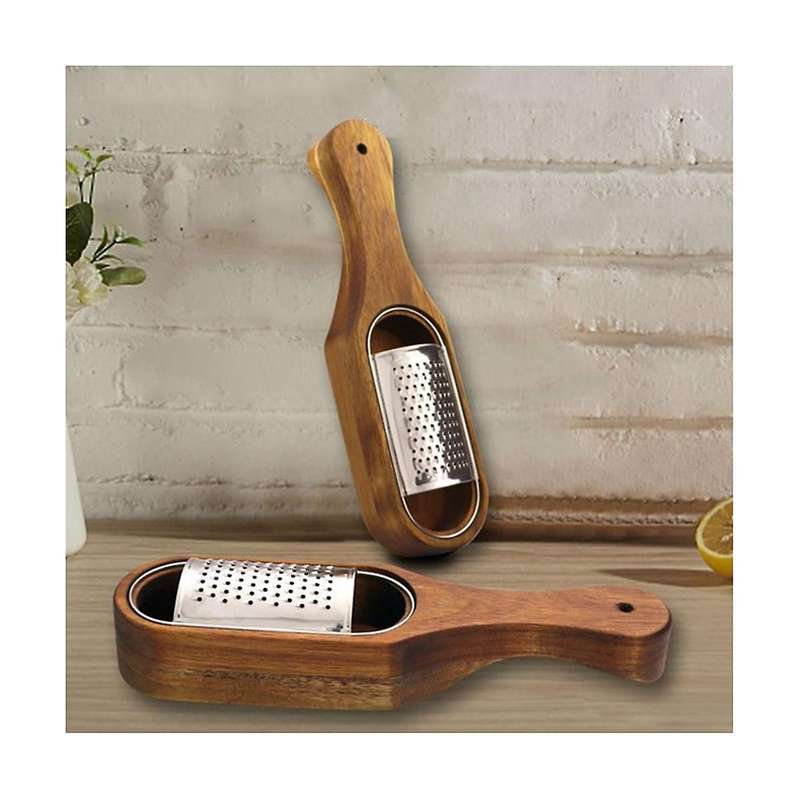 Wooden Cheese Grater with Handle,rustic Brown Cheese Shredder with Storage Space, for Cheese Lemon
