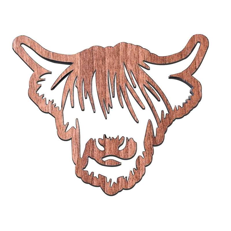 Wooden Coasters,Wooden Cow Coasters,4 PCS Scottish Cow Coasters, Coasters with Base