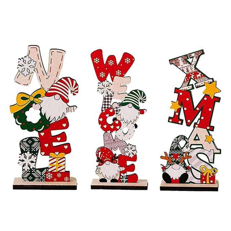 Wooden Christmas Decor,Christmas Centerpieces for Tables,Wood Santa- Christmas Table Decor,Wooden Or