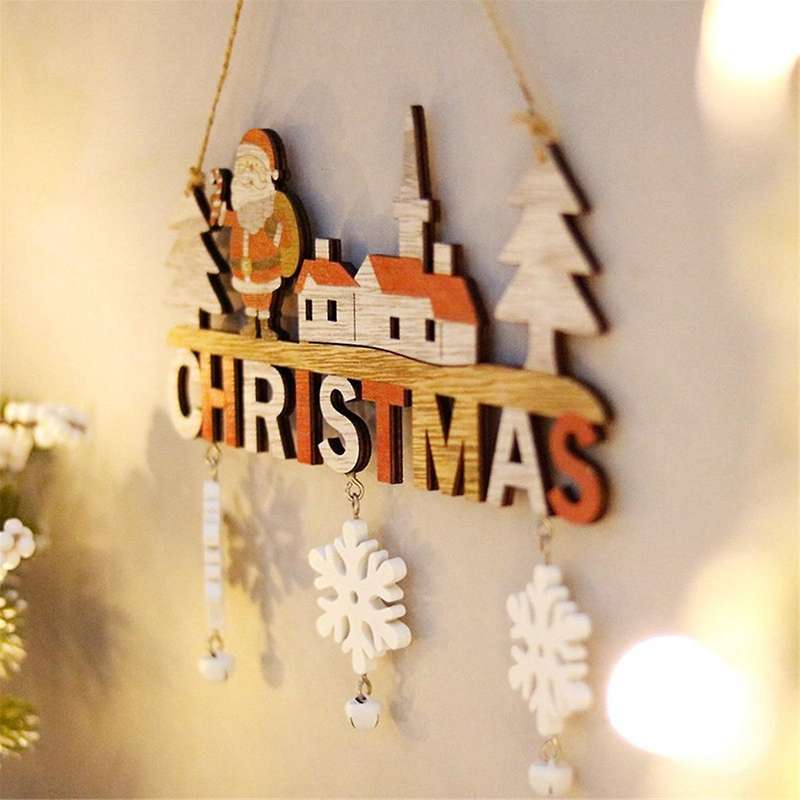 Wooden Christmas Hanging Pendants -santa- Merry Christmas-decoration for Home Xmas Tree Ornaments