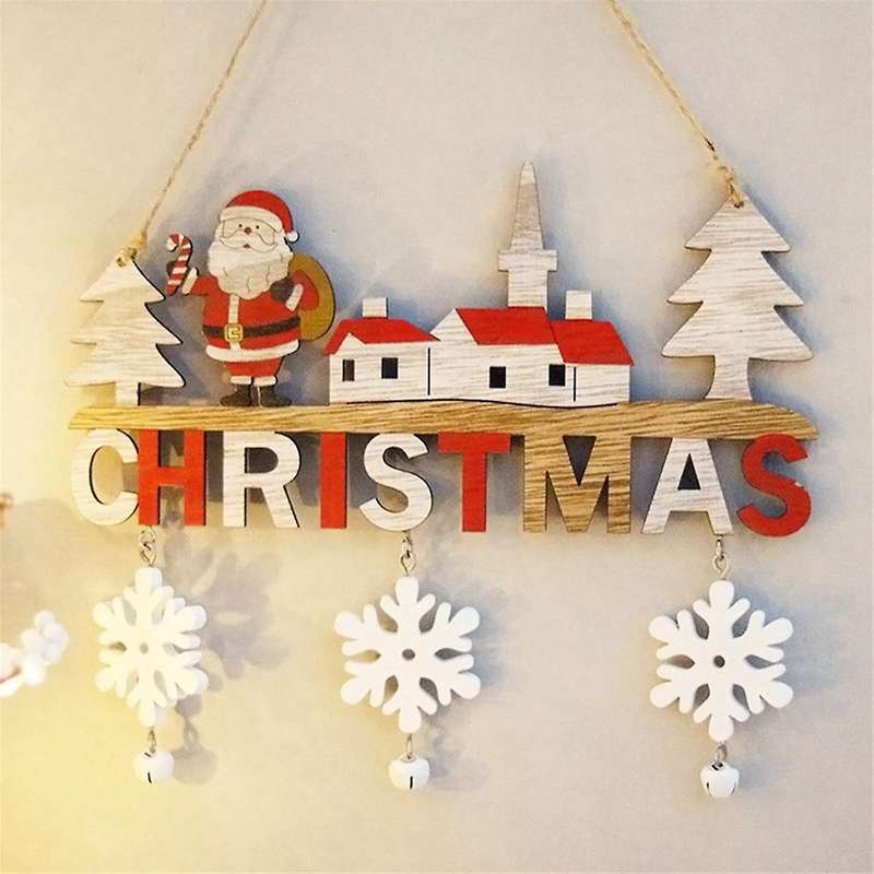 Wooden Christmas Hanging Pendants -santa- Merry Christmas-decoration for Home Xmas Tree Ornaments