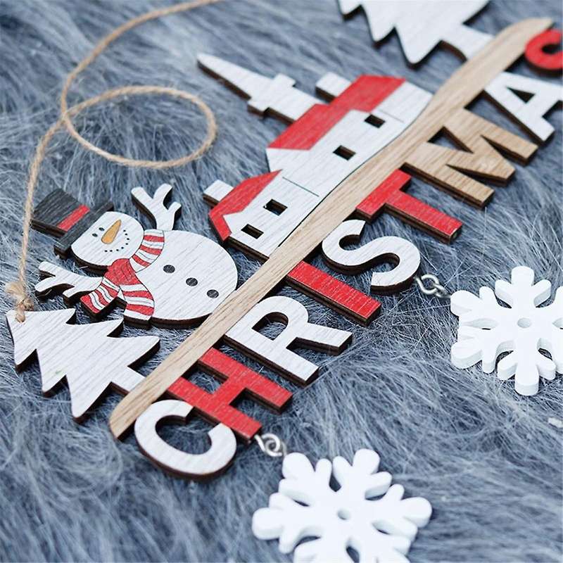 Wooden Christmas Hanging Pendants -santa- Merry Christmas-decoration for Home Xmas Tree Ornaments
