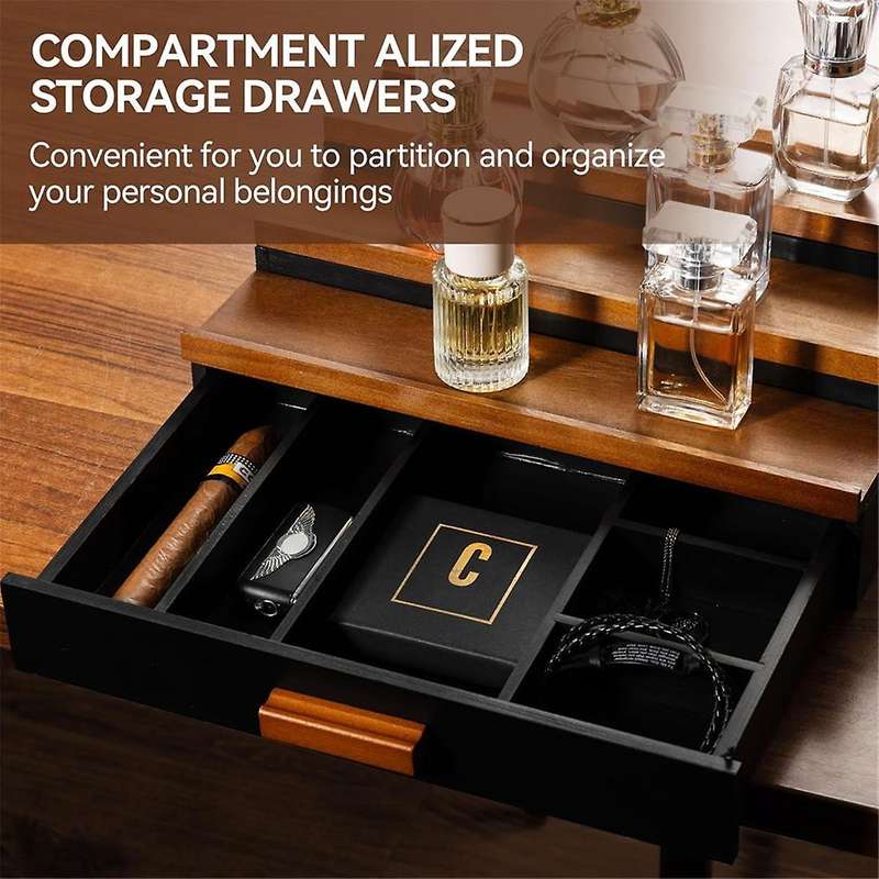 Wooden Cologne Display Stand Organizer for Men,3 Tier Cologne Display with Drawer Storage, Perfume D