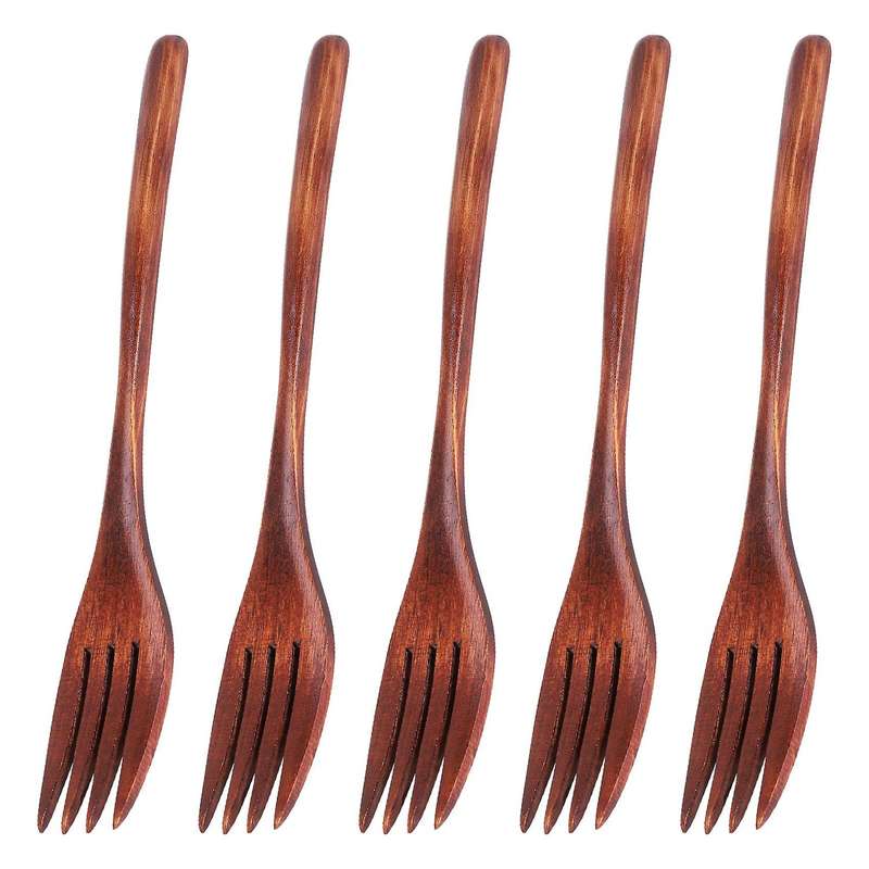 Wooden Compatibleks, 5 Pieces Eco-friendly Japanese Wood Salad Dinner Compatiblek Tableware Dinnerwa