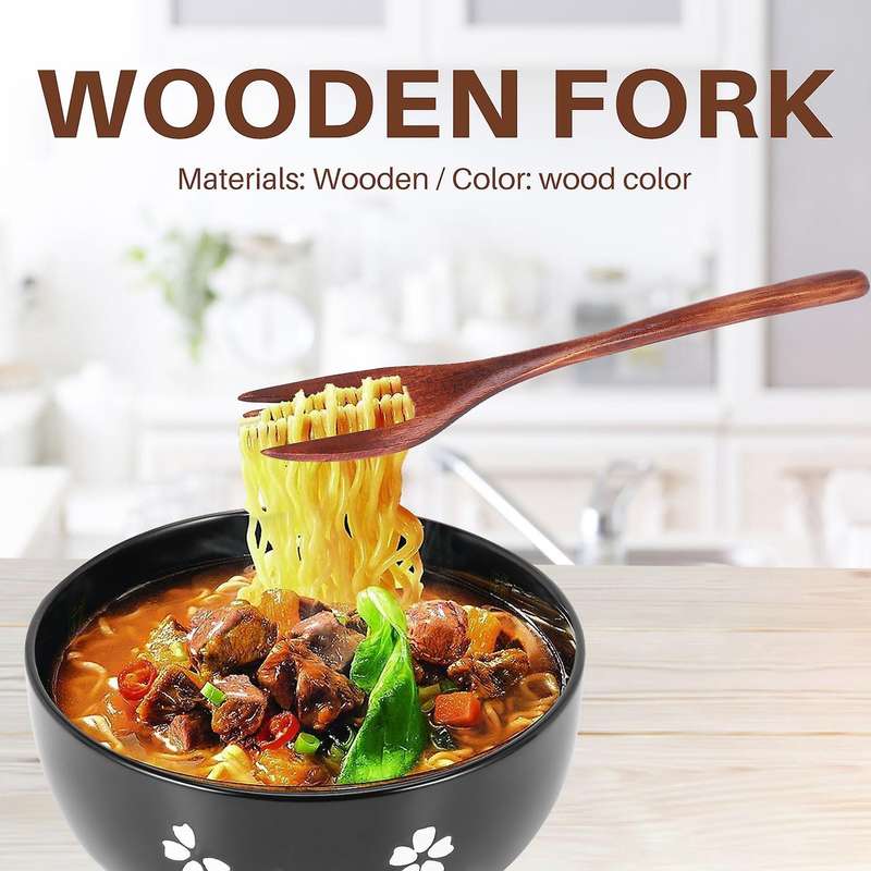 Wooden Compatibleks, 5 Pieces Eco-friendly Japanese Wood Salad Dinner Compatiblek Tableware Dinnerwa