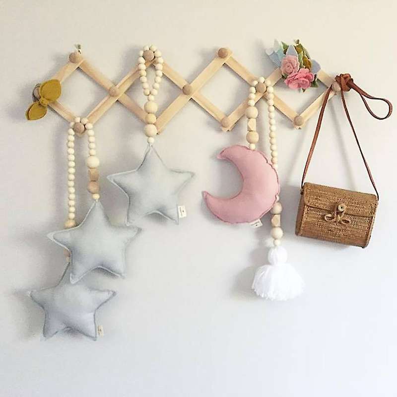 Wooden Expanding Clothes Hanger Expandable Coat Rack Holder Shelf Hat Closet Wall Hook Home Decor