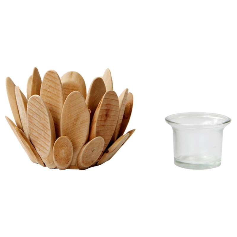 Wooden Flower Candle Holder Wooden Pillar Candle Stand Flower Tea Light Holder Wood Trim Lotus Decor