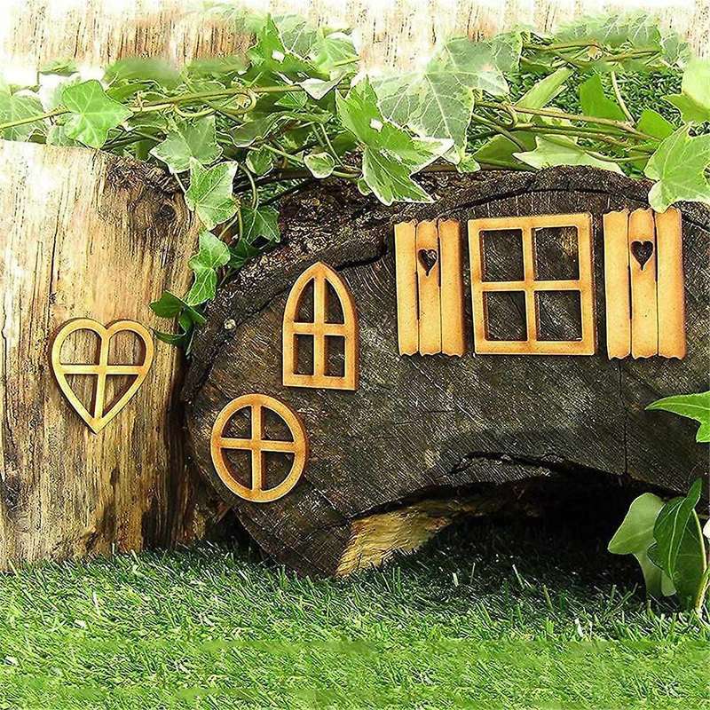 Wooden Fairy Garden Door,Miniature Garden Buildings , Garden Sculptures and Statues
