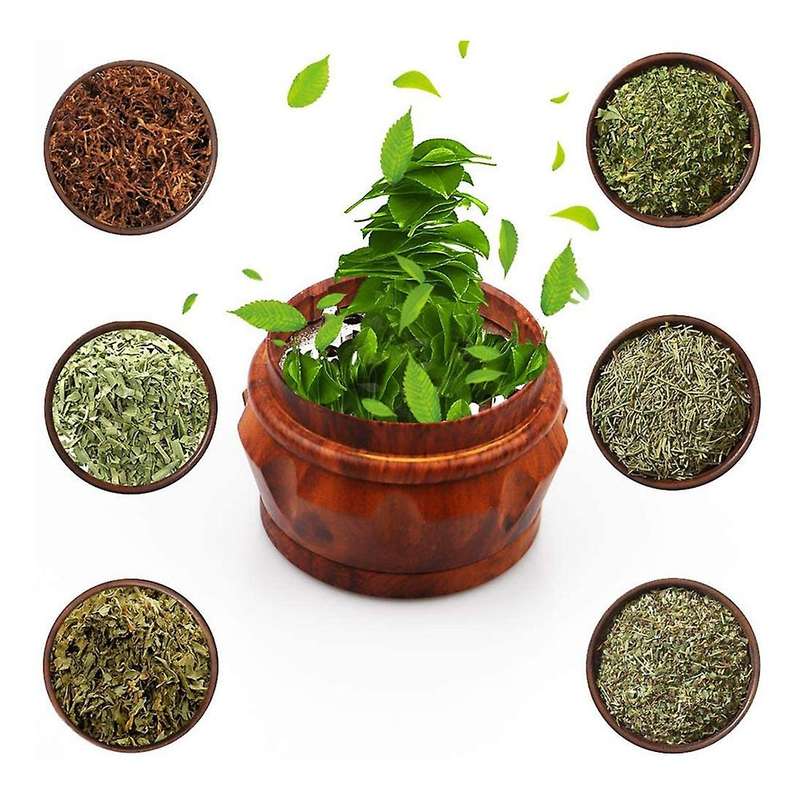 Wooden Grinder Large Capacity 4-Layer Grinder with Pollen Scraper Suitable for Home Kitchen Wood Col