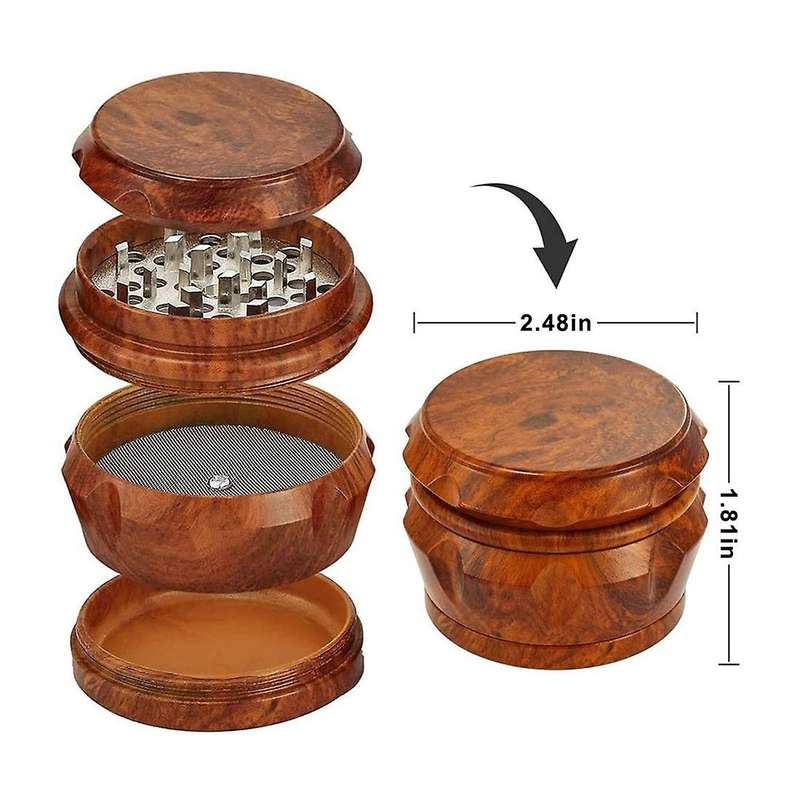 Wooden Grinder Large Capacity 4-Layer Grinder with Pollen Scraper Suitable for Home Kitchen Wood Col