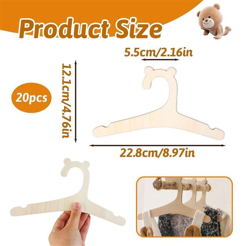 Wooden Kids Hangers, 20Pcs Baby Coat Hanger for Clothes 9In Kids Baby Toddler Children Wooden Hanger
