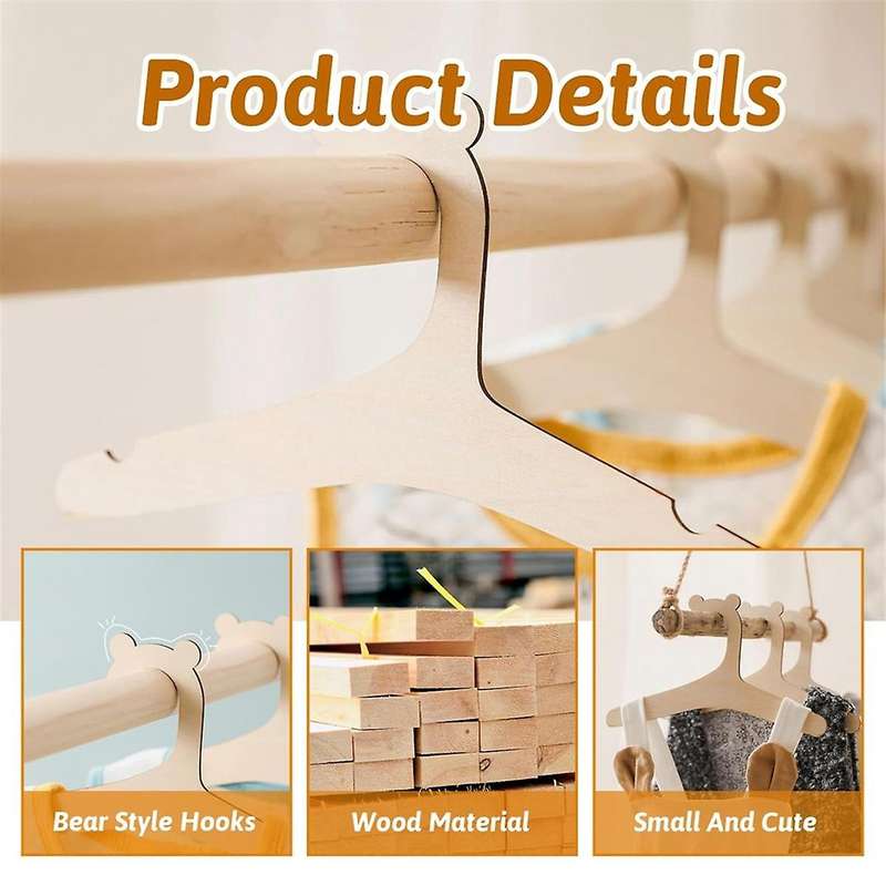Wooden Kids Hangers, 20Pcs Baby Coat Hanger for Clothes 9In Kids Baby Toddler Children Wooden Hanger