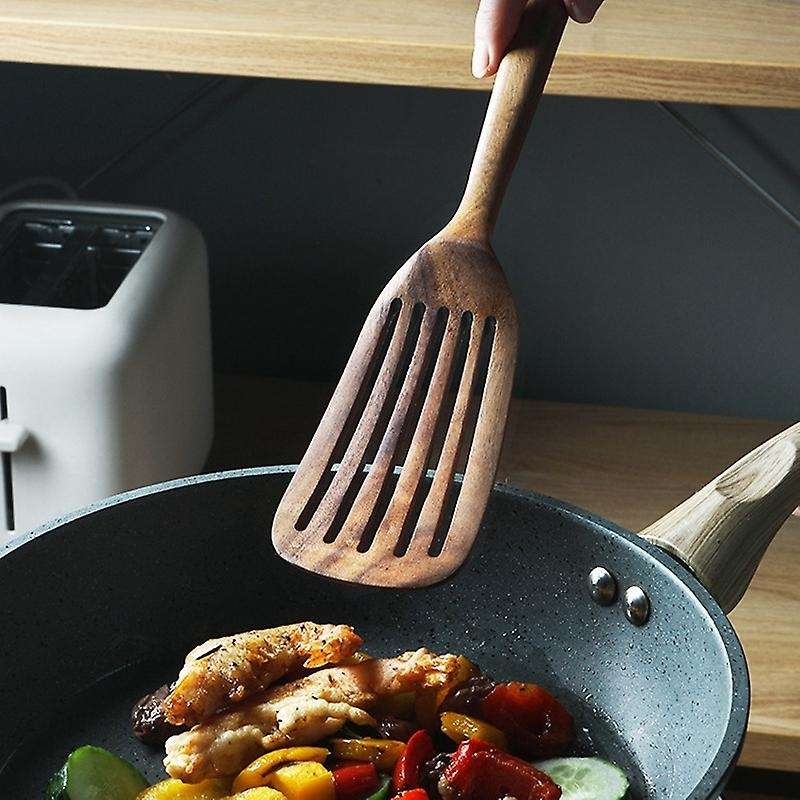 Wooden Kitchen Cooking Utensils,2 Pcs Wooden Spoons and Spatula for Cooking, Sleek, Cookware Use An
