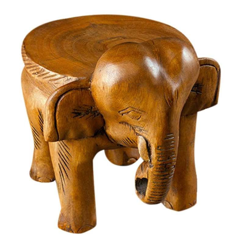 Wooden Handmade Elephant Shape Decorative Stool Natural Multi Color Side Elephant Table for Home Dec