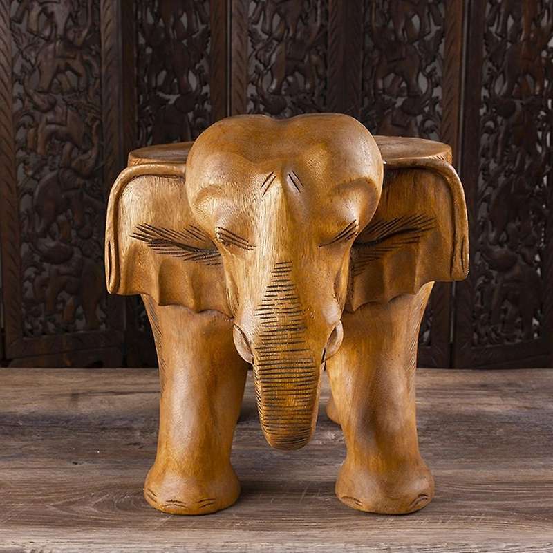 Wooden Handmade Elephant Shape Decorative Stool Natural Multi Color Side Elephant Table for Home Dec