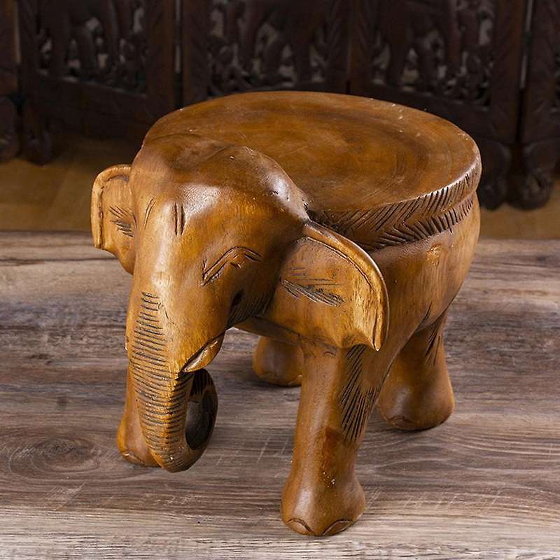 Wooden Handmade Elephant Shape Decorative Stool Natural Multi Color Side Elephant Table for Home Dec