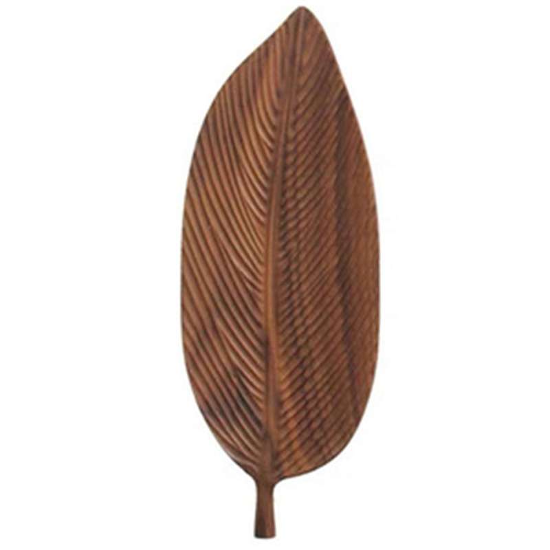 Wooden Leaf Tray for Tea Set Cup Fruit Snake Dessert Home Decoration for Hotel Office Black Walnut L