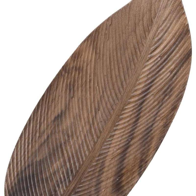 Wooden Leaf Tray for Tea Set Cup Fruit Snake Dessert Home Decoration for Hotel Office Black Walnut L
