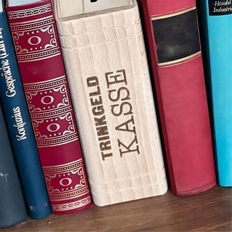 Wooden Money Box with Engraving Pattern C