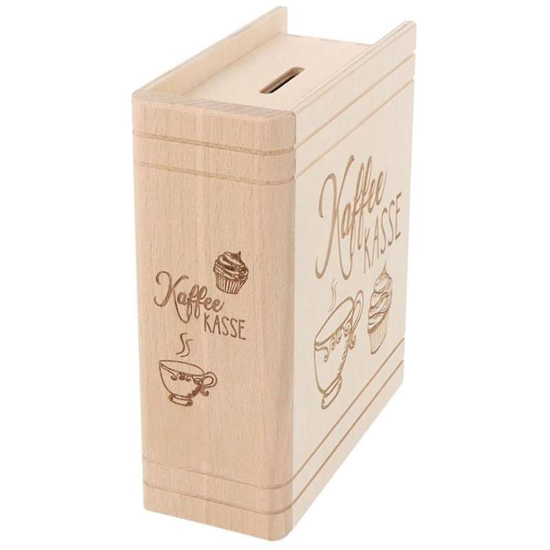 Wooden Money Box with Engraving Pattern C