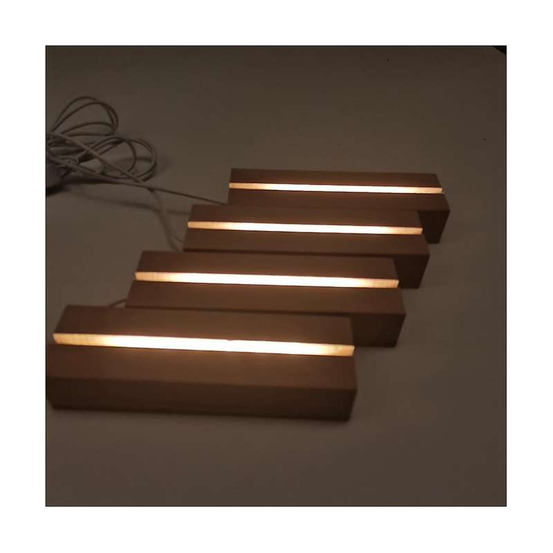 Wooden Led Lights Display Base Stand Light Plate Base Warm Light Rectangle 3d Diy Night Light Base
