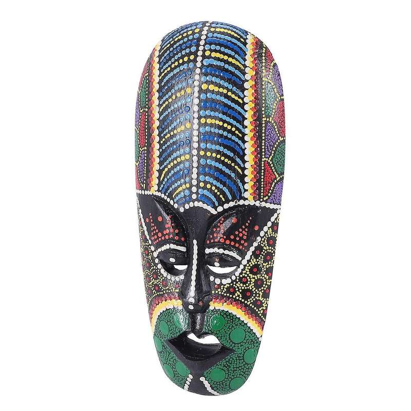 Wooden Mask Wall Hanging Solid Wood Carving Painted Wall Decor Bar Home Decorations African Mask Cr