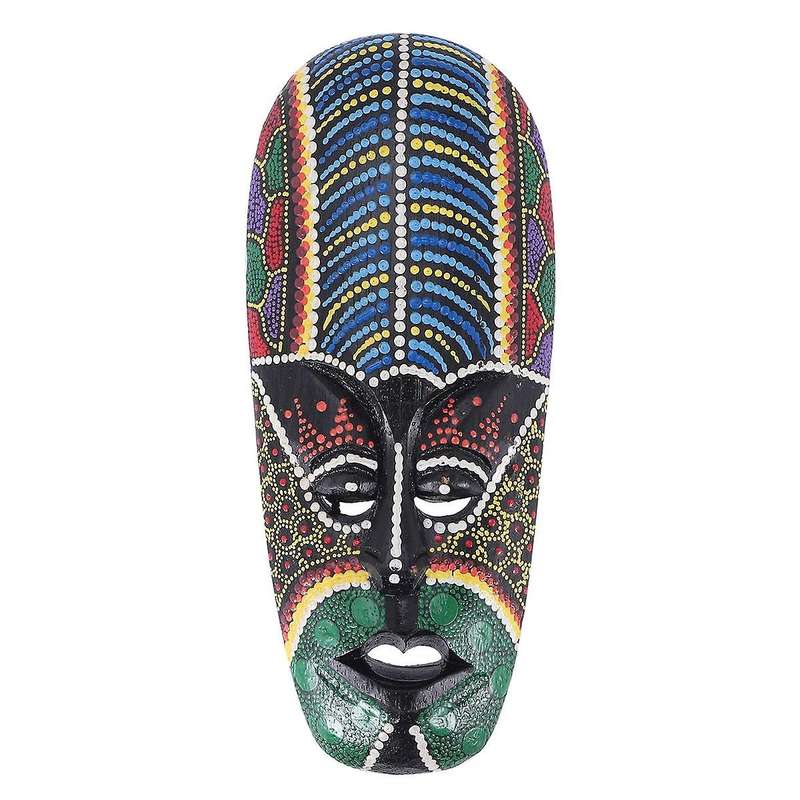 Wooden Mask Wall Hanging Solid Wood Carving Painted Wall Decor Bar Home Decorations African Mask Cr