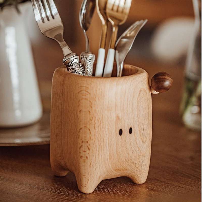 Wooden Pen Holder Chopstick Holder Tableware Holder Storage Box Study Room Gift Personality Design D