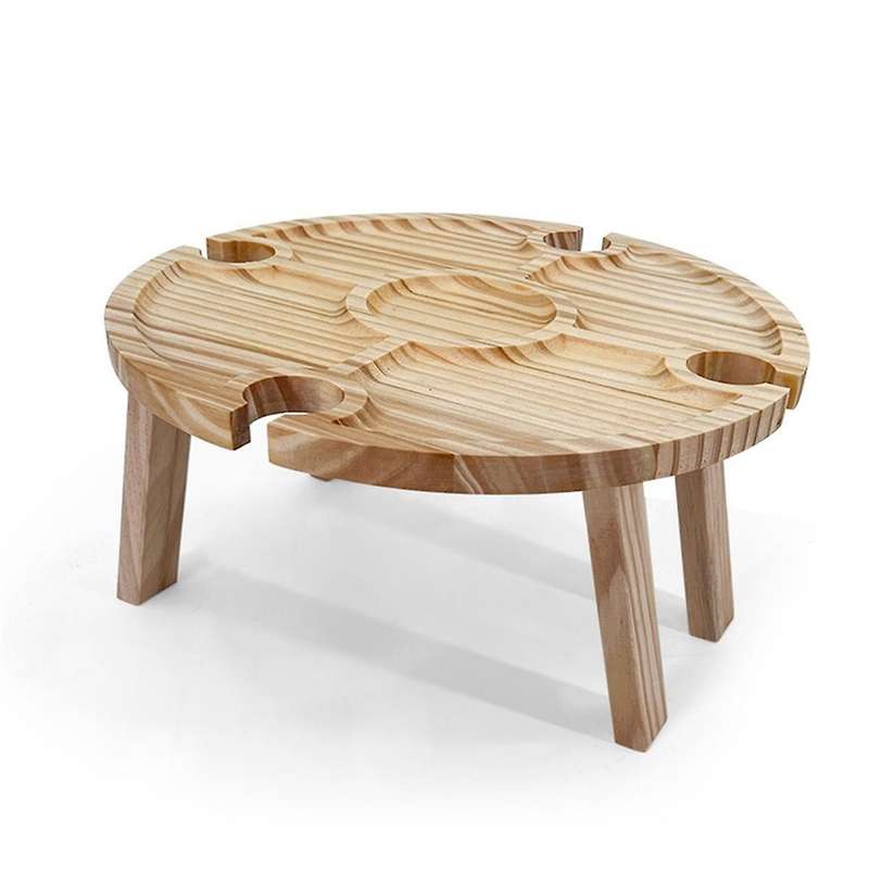 Wooden Outdoor Folding Picnic Table Portable 2 in 1 Wine Glass Rack, Foldable Desk Wine Glass Rack T