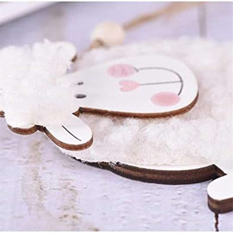Wooden Pendant Cute Little-Sheep Hanging Ornament for Home Festival Party Front Door Decor Supplies