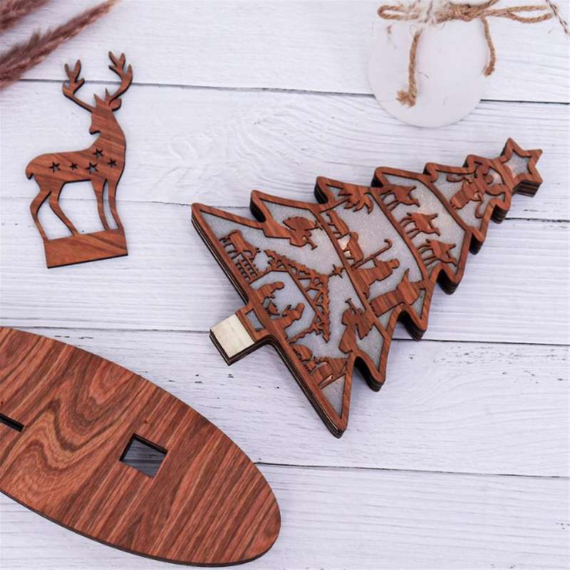 Wooden Nativity Scene Book Display with Light, 3D Wooden Nativity Scene Inspired Ornament