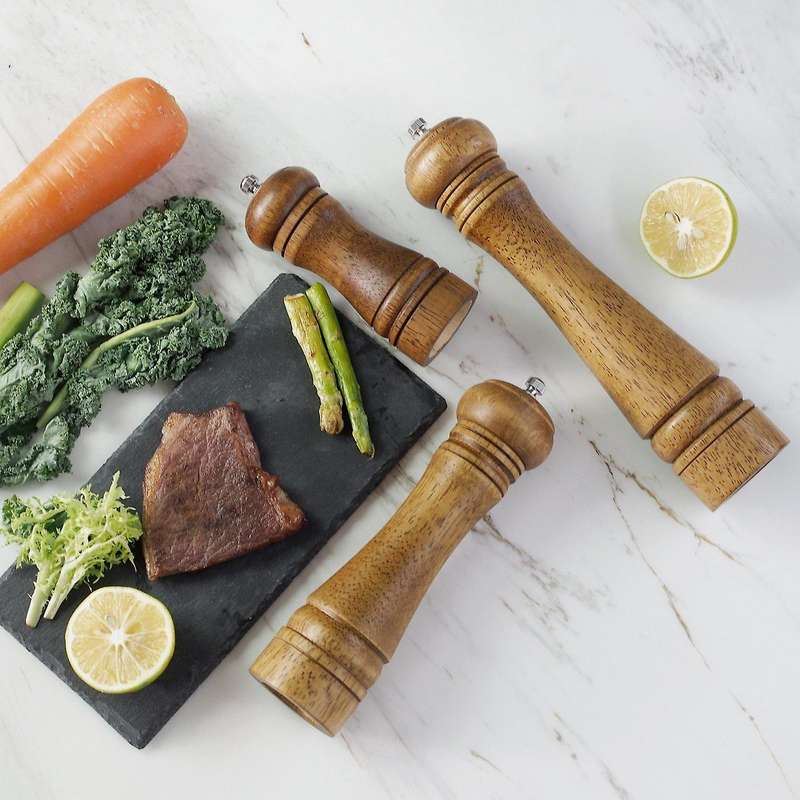 Wooden Pepper Grinder,Solid Wood Manual Spice Pepper Mill Salt Shaker Herbs Grinders Adjustable Cera