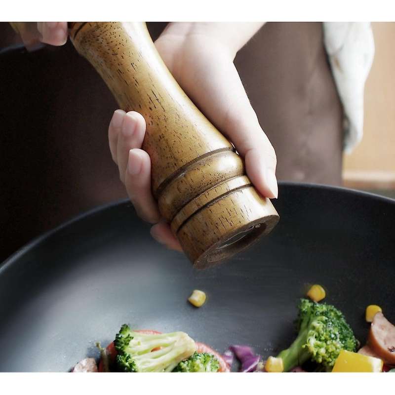 Wooden Pepper Grinder,Solid Wood Manual Spice Pepper Mill Salt Shaker Herbs Grinders Adjustable Cera