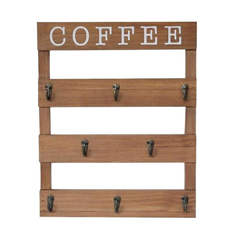 Wooden Mug Storage Rack Coffee Tea Water Cup Hanging Holder Wall Mounted Draining Mug Rack Down Mug