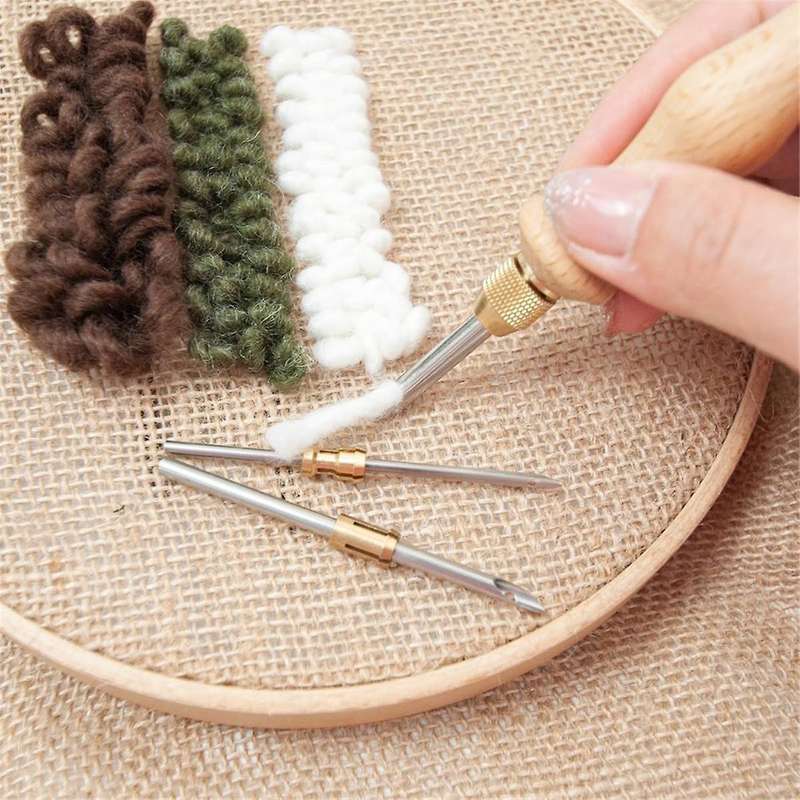 Wooden Punching Needle Tool, Punching Needle, Adjustable Embroidery Punching Needle Tool, Suitable f
