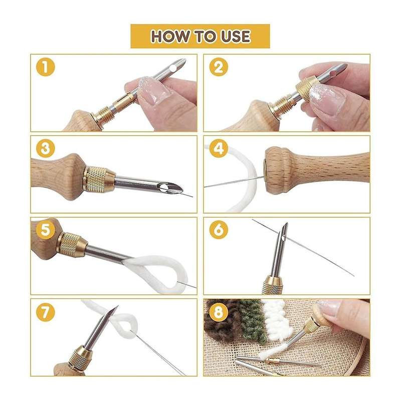Wooden Punching Needle Tool, Punching Needle, Adjustable Embroidery Punching Needle Tool, Suitable f