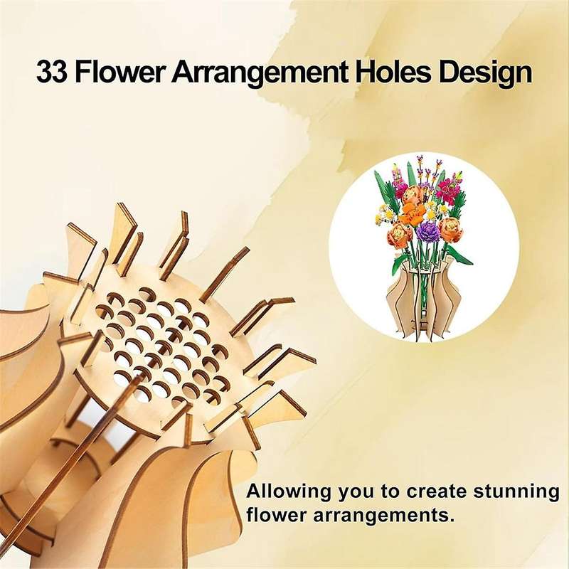 Wooden Puzzle Vase, Perfect for Displaying Roses, Tulips, Daffodils - A Gift for the Brick Flower Lo