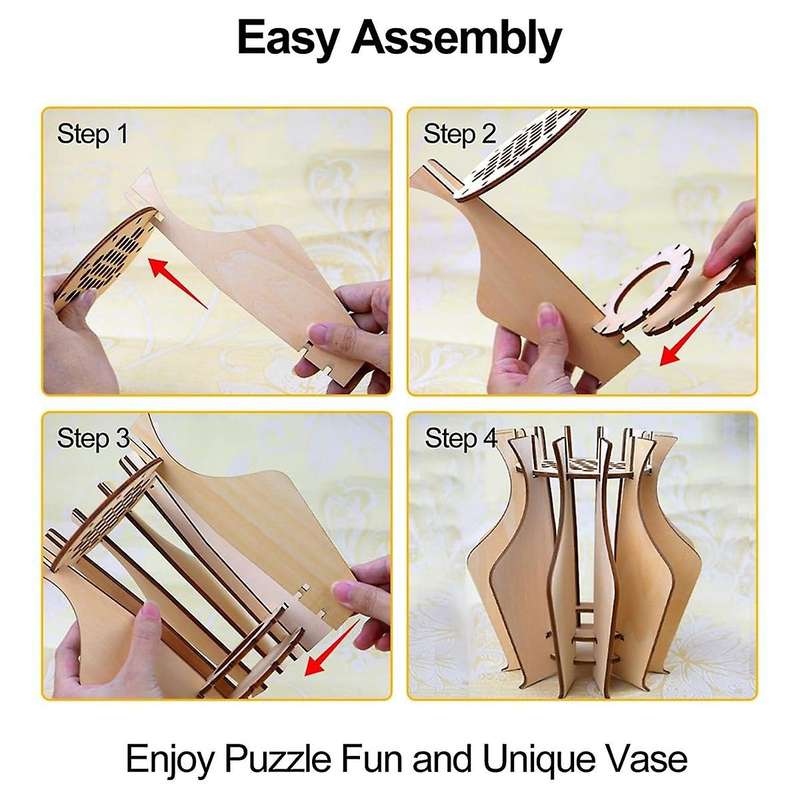Wooden Puzzle Vase, Perfect for Displaying Roses, Tulips, Daffodils - A Gift for the Brick Flower Lo