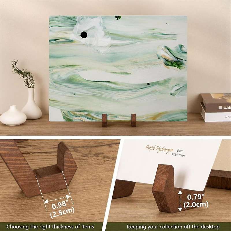Wooden Plate Holder Display Stand, 3 Pack 6 Inch Decorative Picture Frame Photo Stand for Decorative